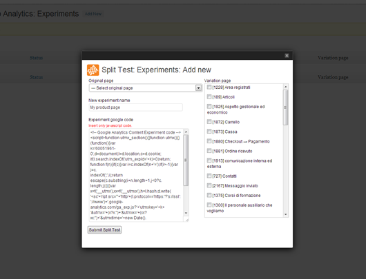 Insert new experiment