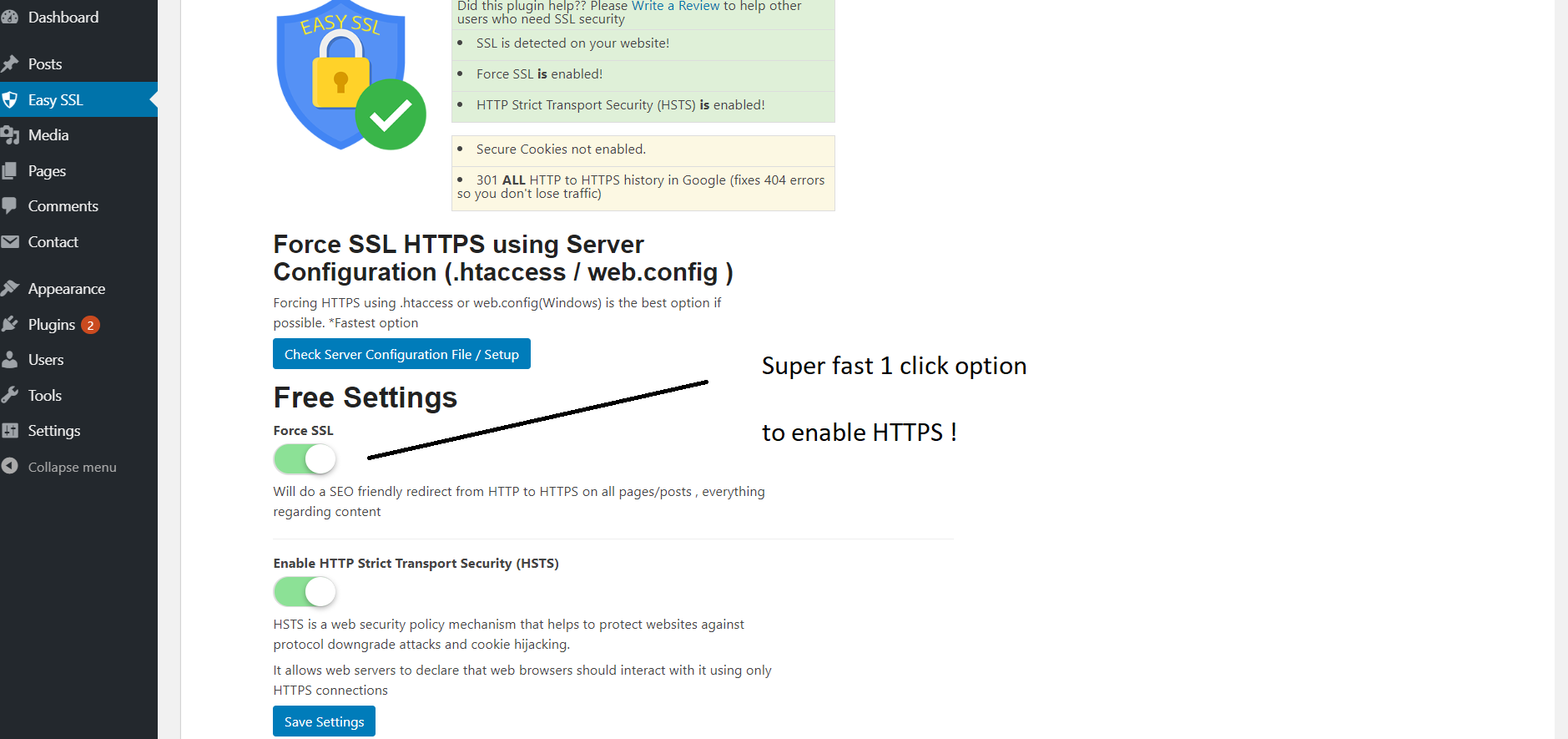 Enable HTTPS SSL and HSTS