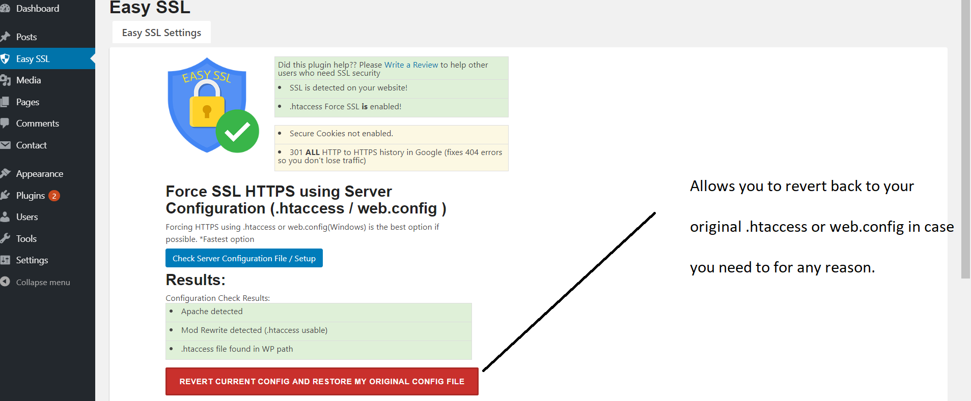 Revert/Restore any server configuration changes to your original server configuration settings