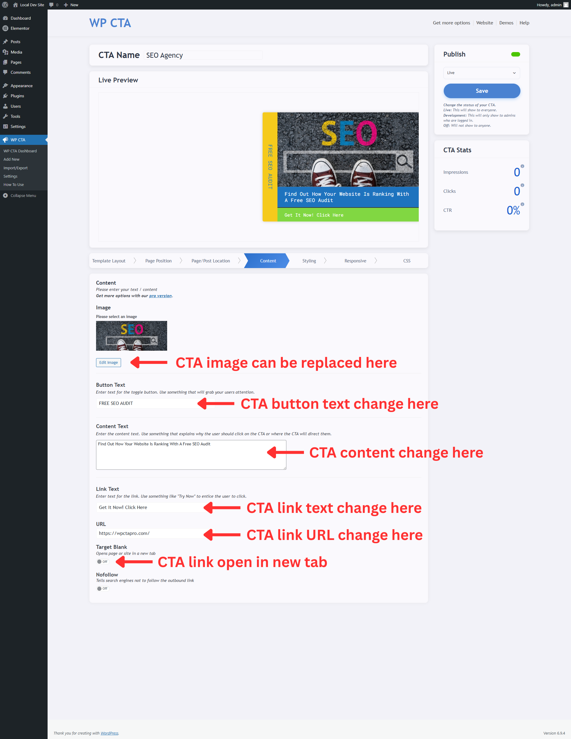 CTA Design modifications