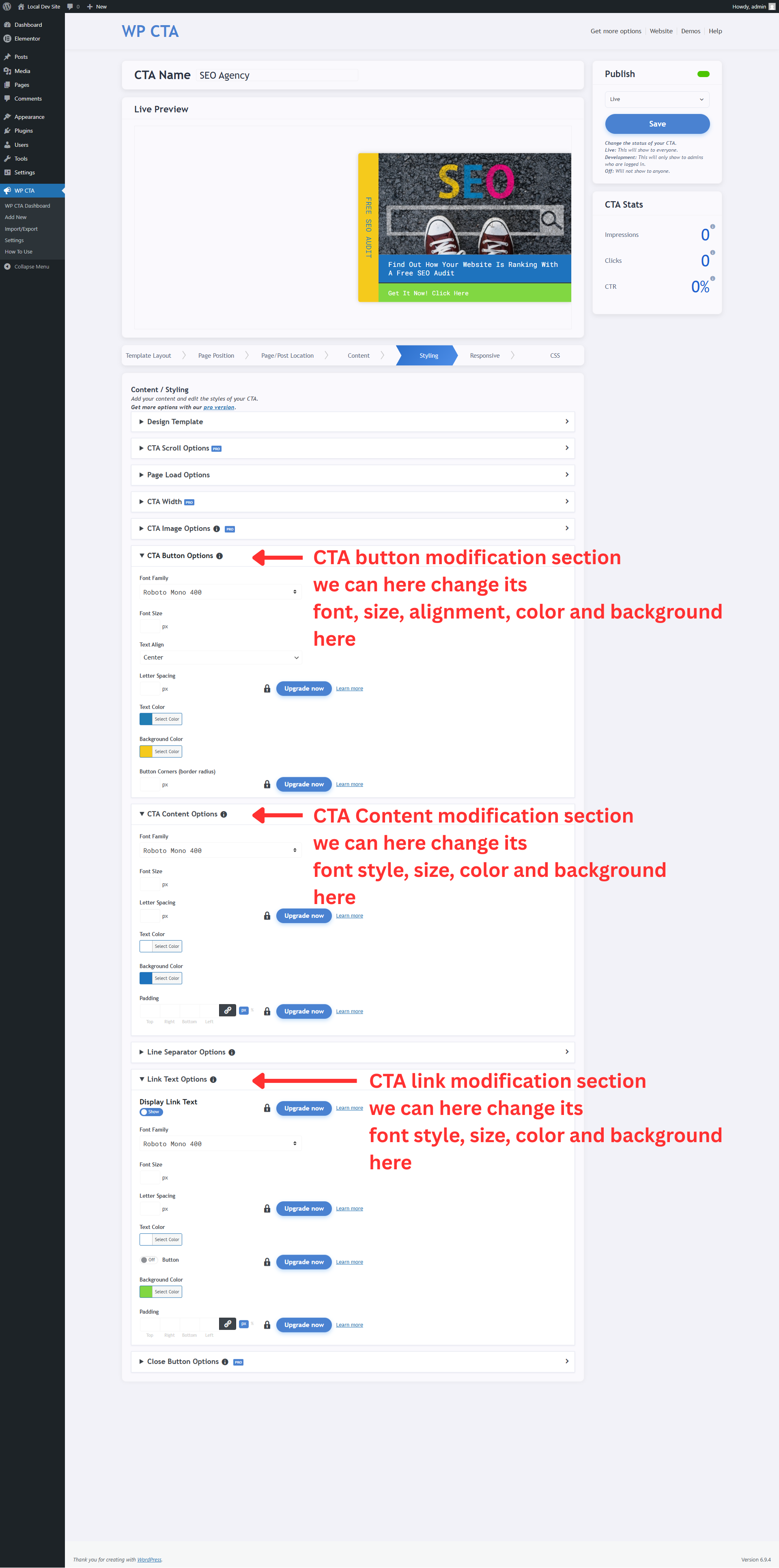 CTA Responsive setting for visiblity on different devices