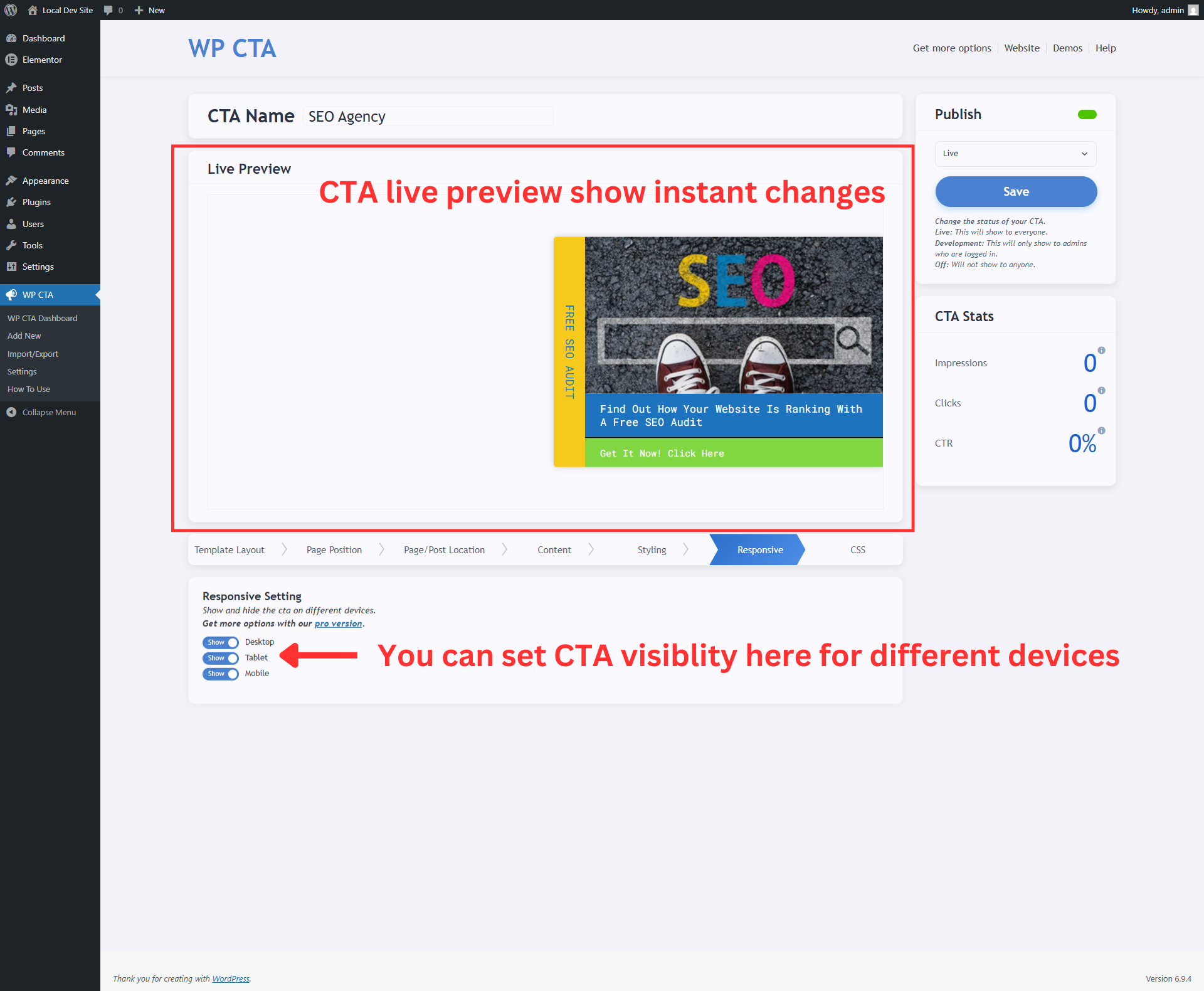 CTA Save and STATS visiblity