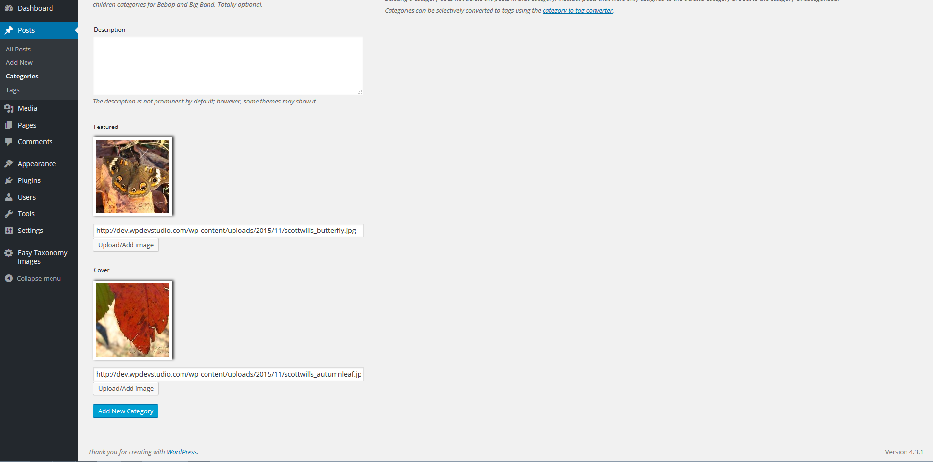 Taxonomy Add page