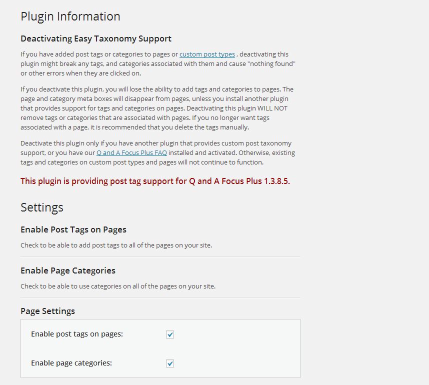 The plugin settings page.