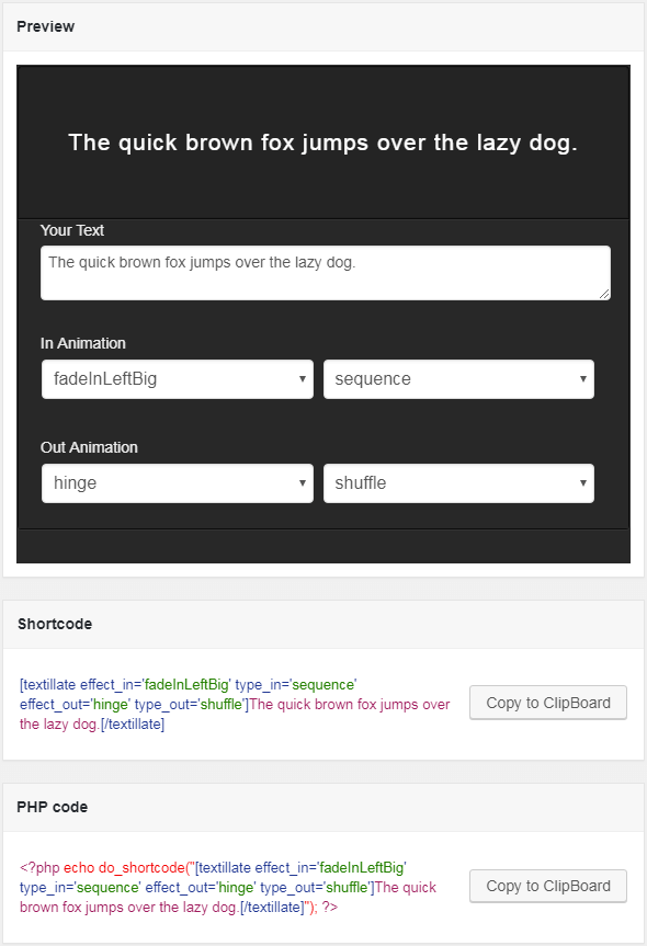 Plugin settings page.