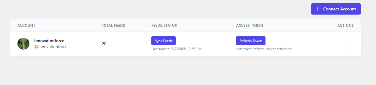 TikTok account connection interface