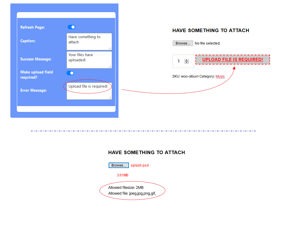 Display browse button on registration page