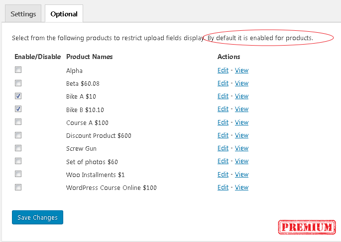 Display attachments under product title.