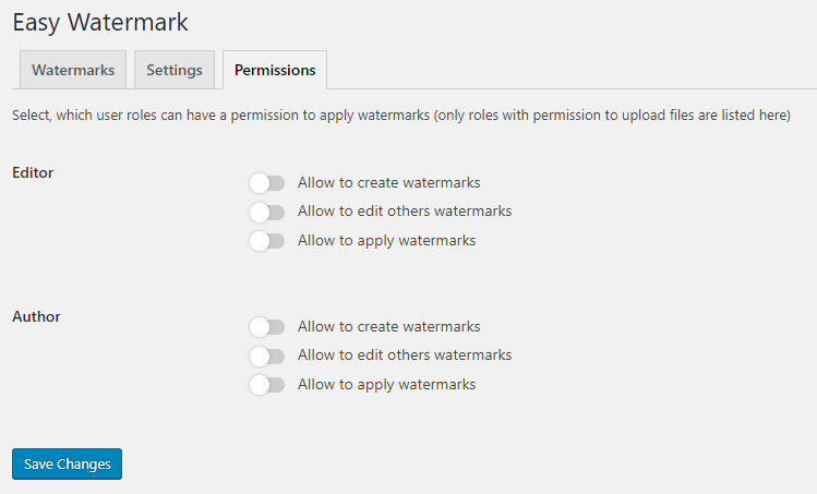 Easy Watermark permissions