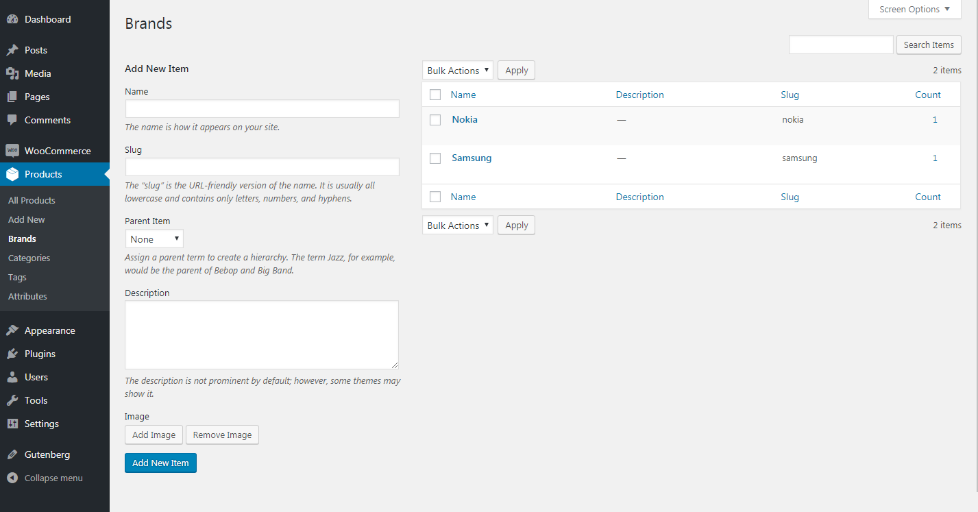 Managing Brands section.