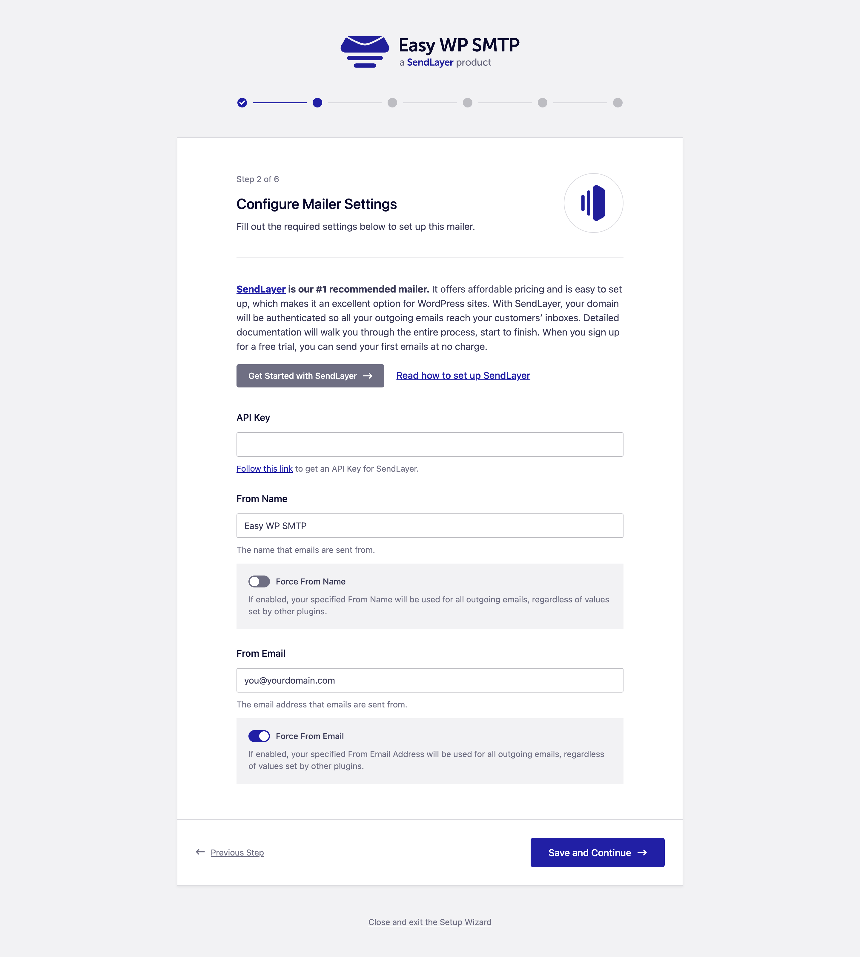Email Log settings