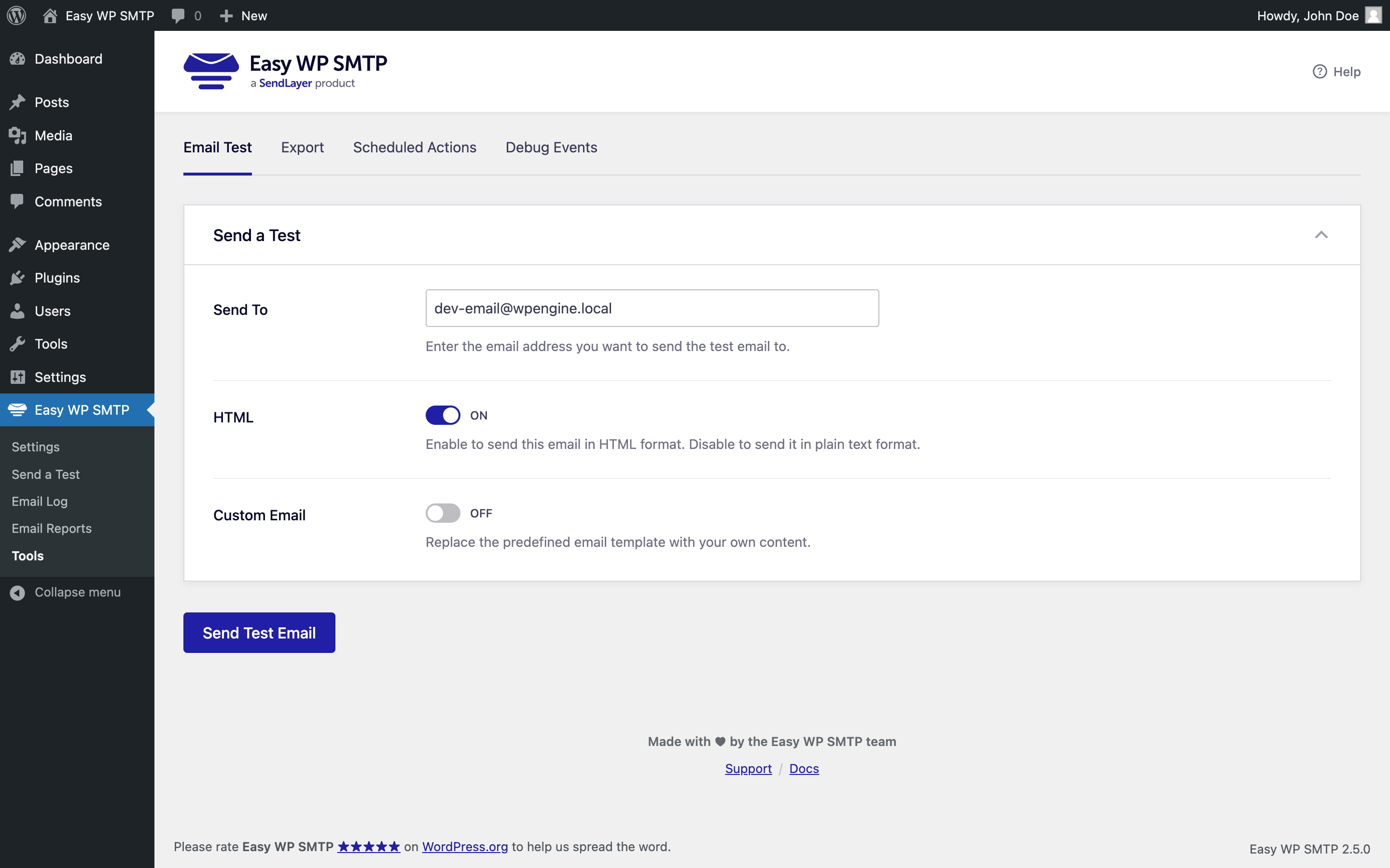 Debug Events page