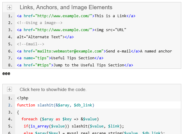 Code snippets in your posts.