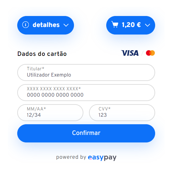 Checkout easypay para efetuar o pagamento.