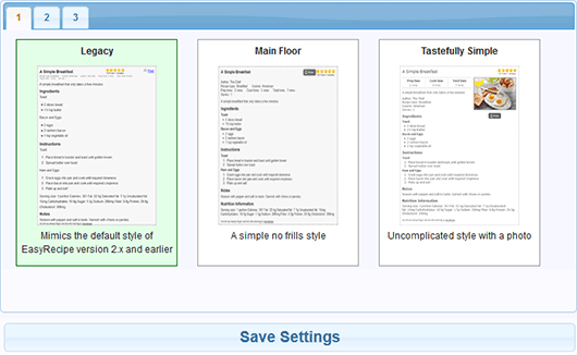 Select from a range of pre-defined recipe templates (or make your own with [EasyRecipe PLUS](https://www.easyrecipeplugin.com)). All of the templates can be tweaked with EasyRecipe's Live Formatting