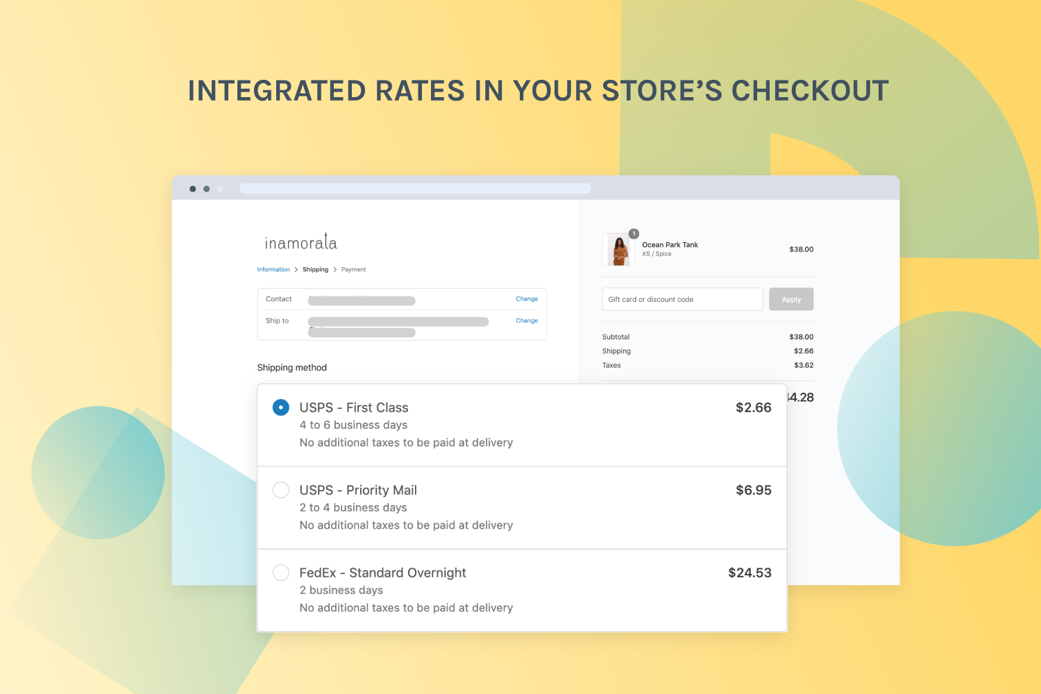 Integrated rates in your store's checkout