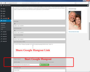 Start a Google Live Hangout, email invitations and Share publicly from your website.
