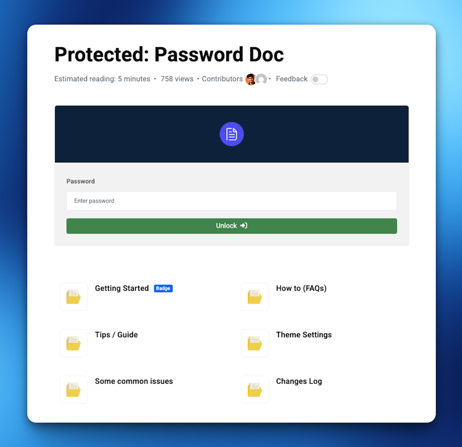 Beautiful, responsive knowledge base with live search functionality.