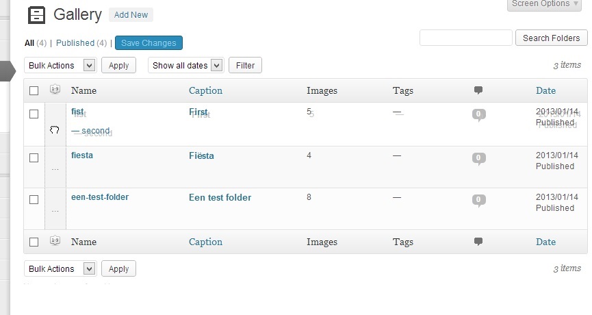 Eazyest Gallery menu, below WordPress Media menu