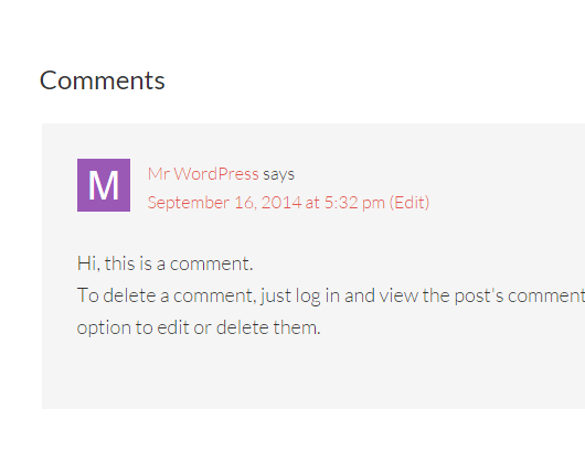 This screenshot shows the first initial of the username as the avatar in a comment thread.