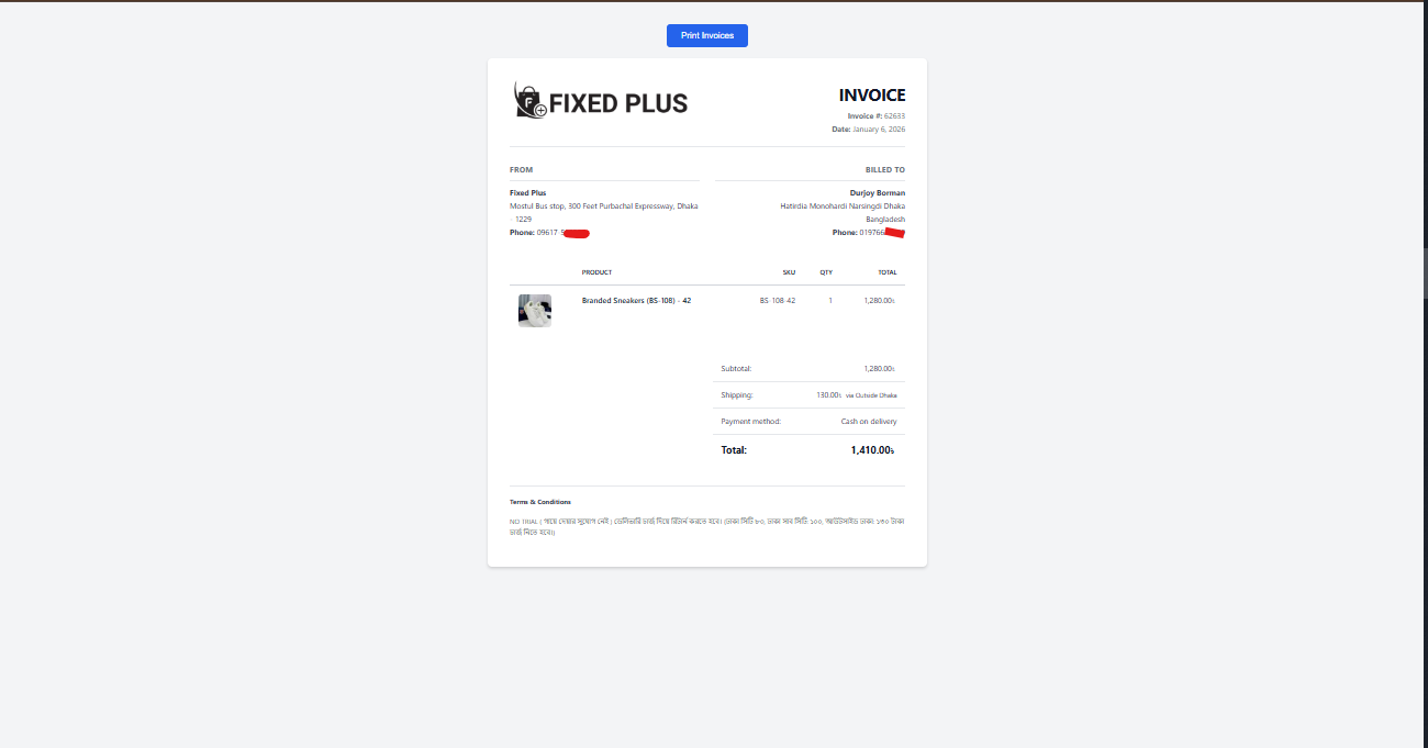 **Invoice Preview**: A clean, professional invoice layout.