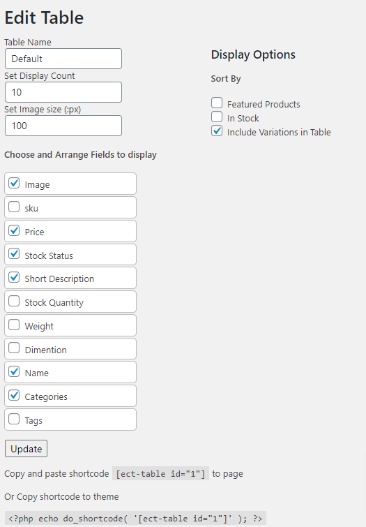 Admin Options