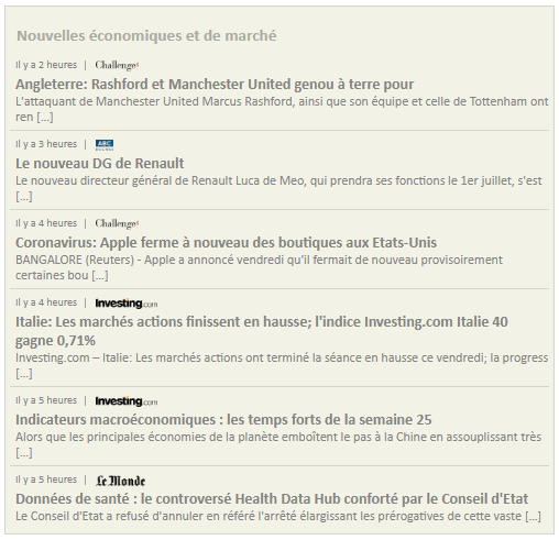 Example of economic & market news without images, in French.
