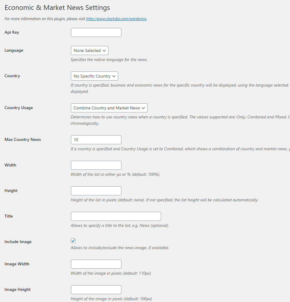 Settings page.