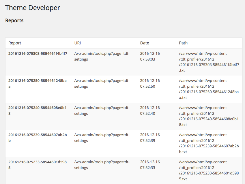 Report Listings Page