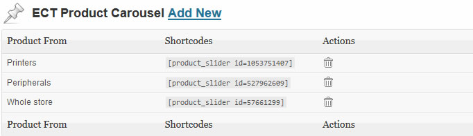 ECT Product Carousel admin
