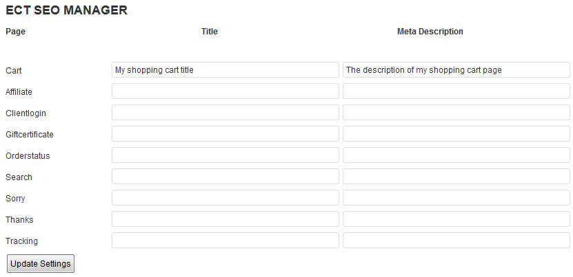 Title and meta description fields