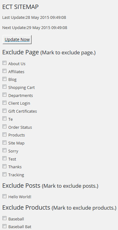 ECT Sitemap admin