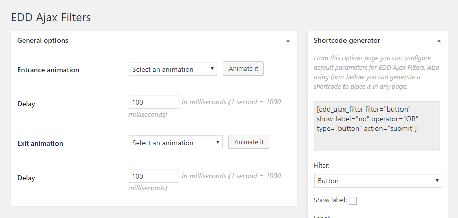 Admin - Tsunoa -> EDD Ajax Filters