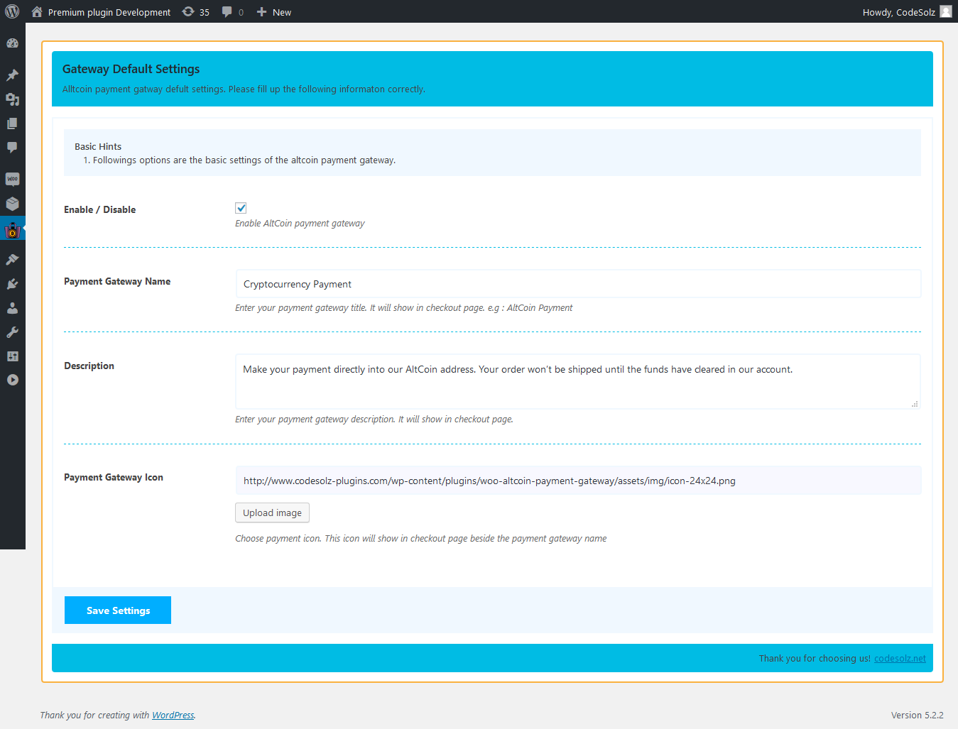 Back-End - Default Settings