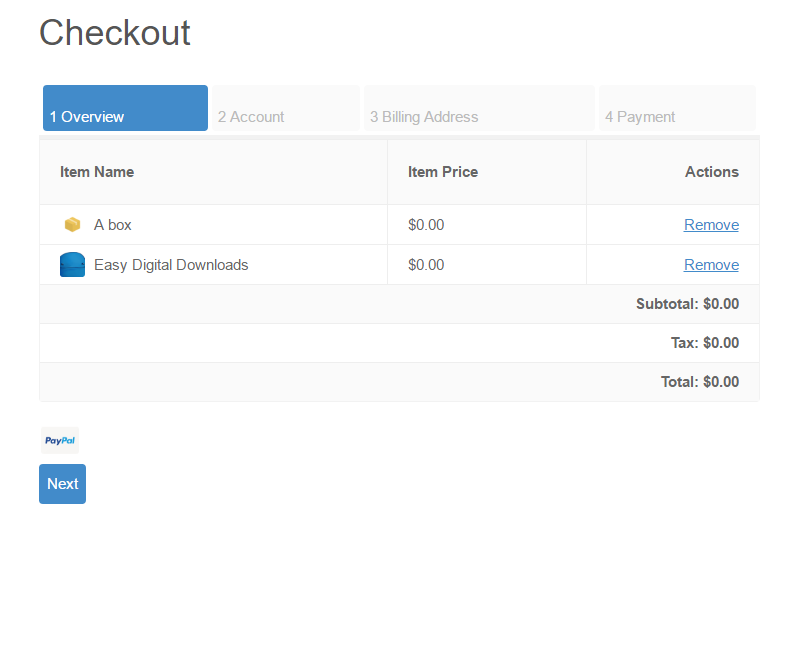 Screenshot from checkout (Theme: vendd)