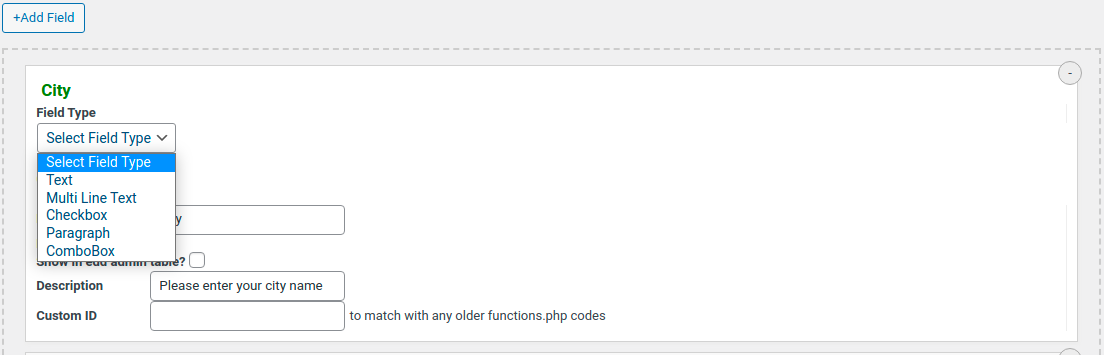 admin area (Supported field types)