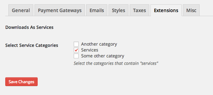 Select a category to make all downloads within it a service