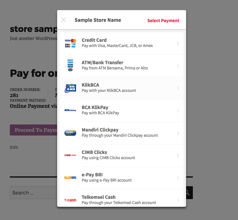 Payment displayed as popup, your customer no need to leave your store!