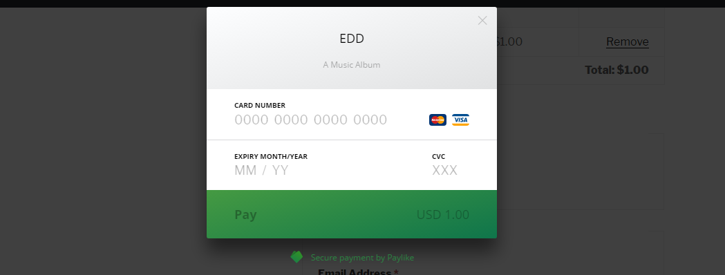Payment screen via popup