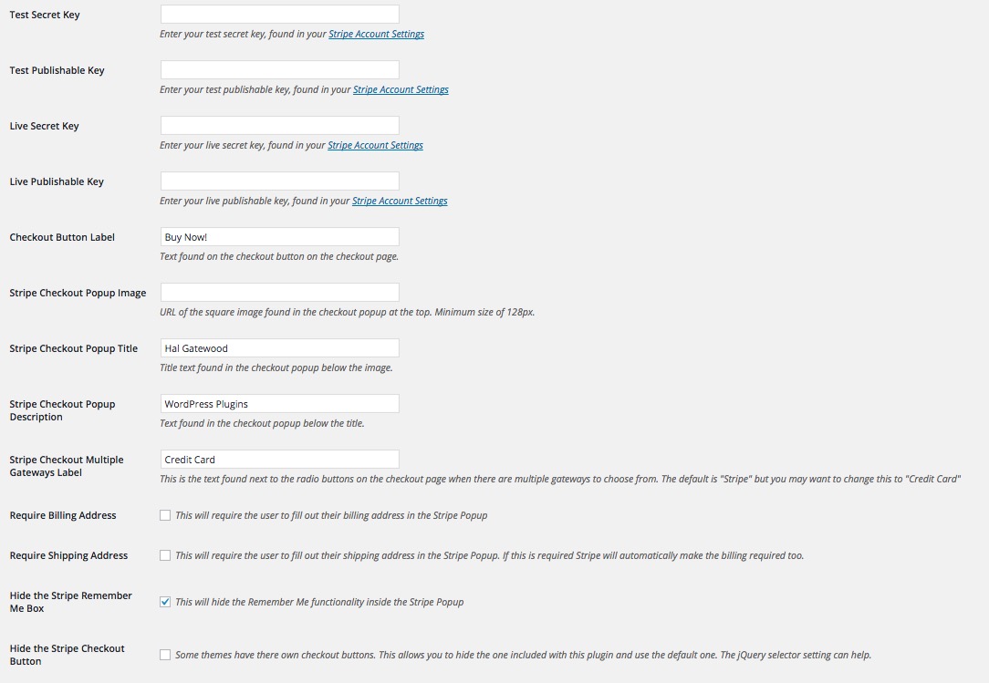 Settings view