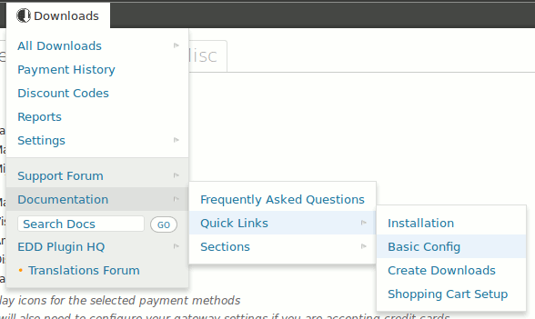 Easy Digital Downloads Toolbar in action - a third level - resources: documentation ([Click here for larger version of screenshot](https://www.dropbox.com/s/ugshtpqy5ayt0pa/screenshot-5.png))