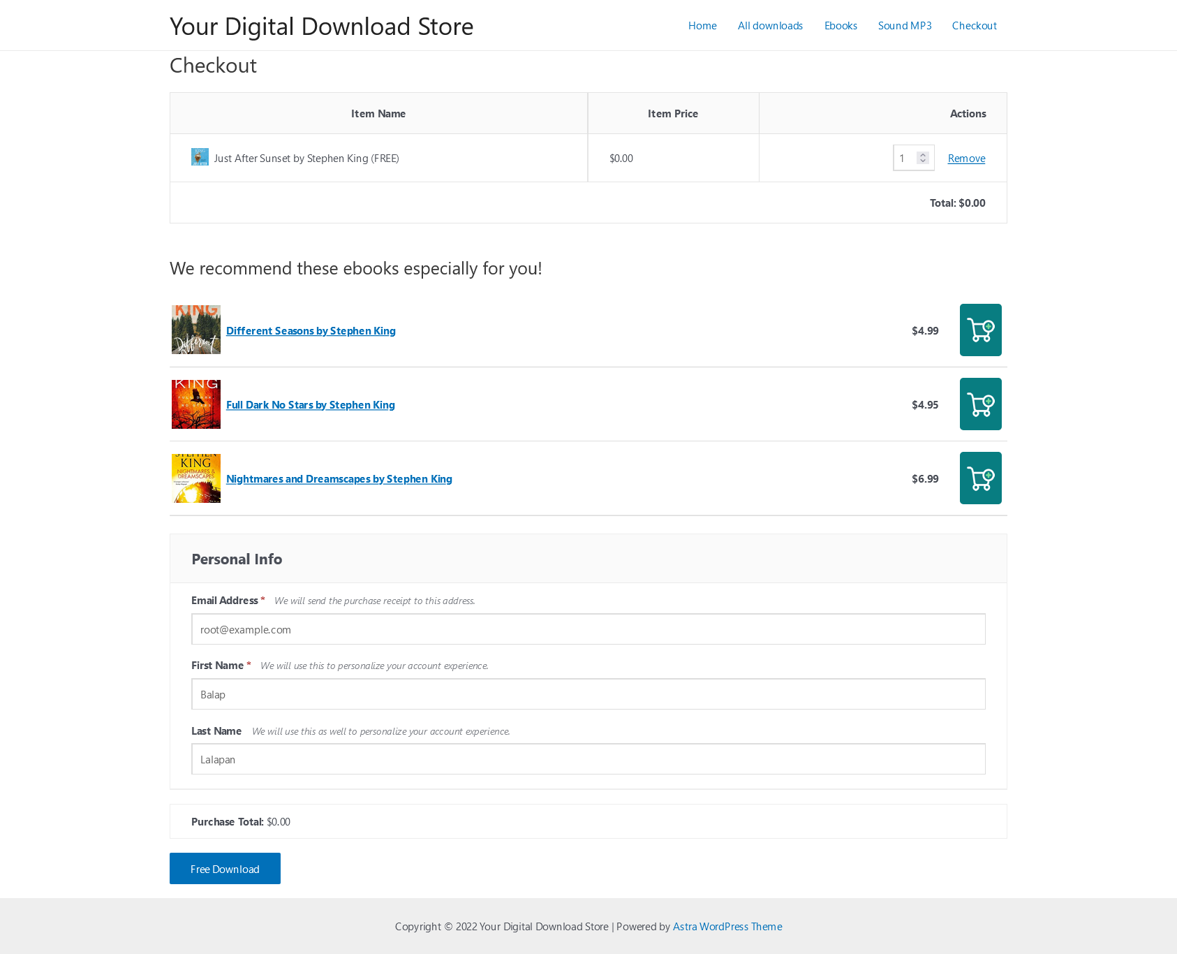 Example of upselling/cross-selling on the checkout page.