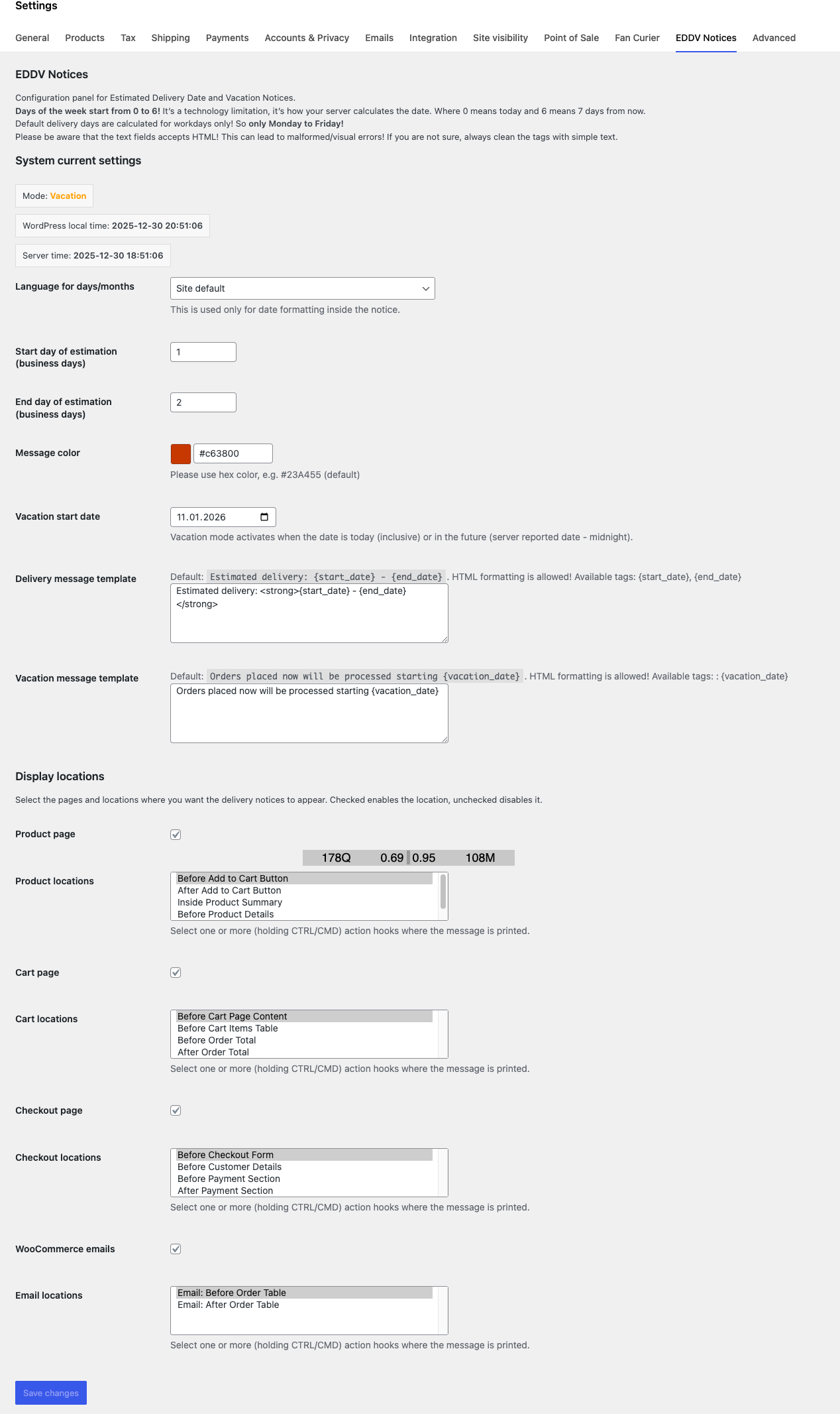 Vacation notice example.