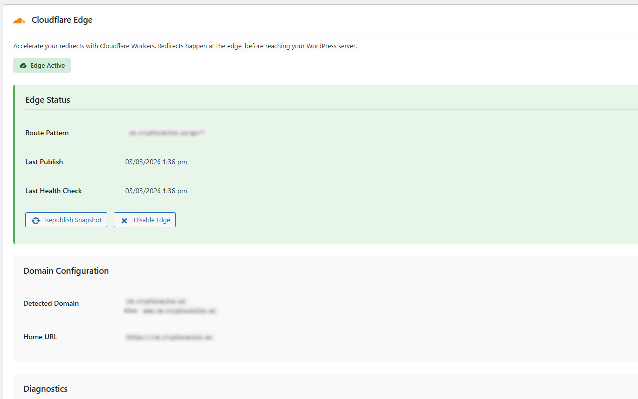 Cloudflare Edge integration — Edge Active status