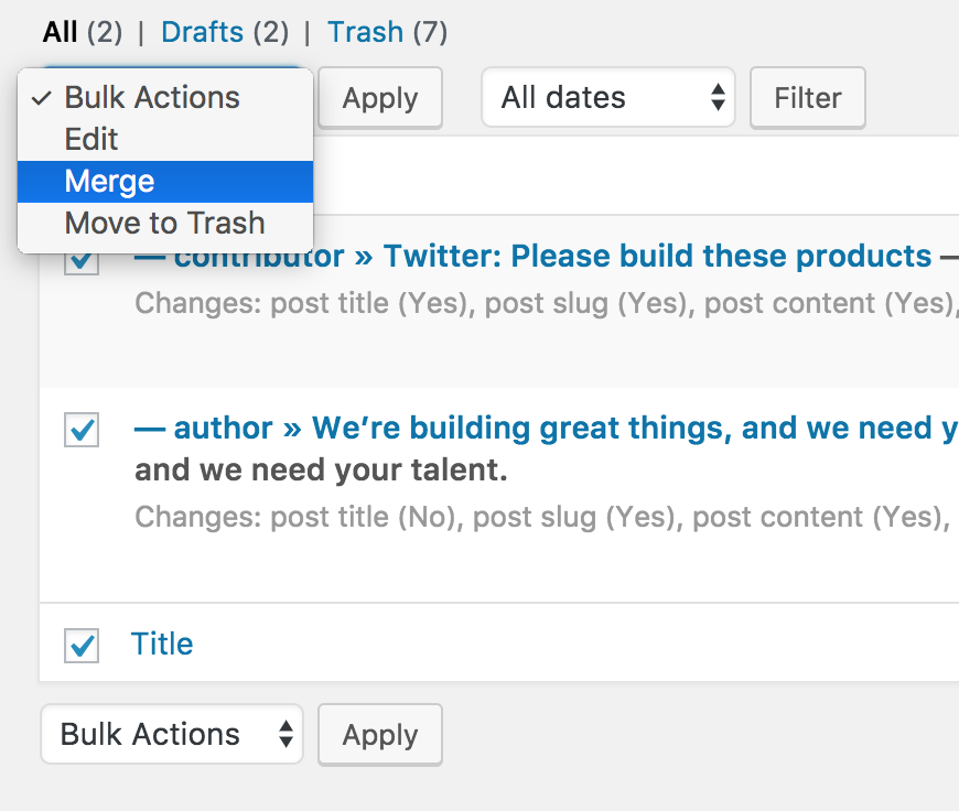 Merge all forked posts into original posts with a single click