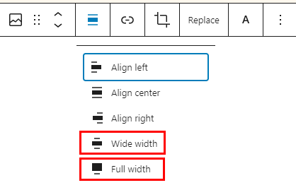 Option alignement Large & Pleine Largeur