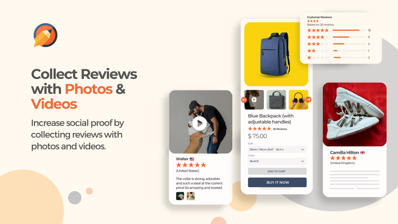 Collect reviews with photos & videos