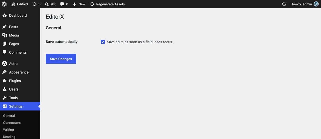 Settings → EditorX.