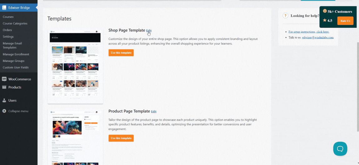 Order details: View detailed order information for your Moodle courses, including buyer details and order status, within the Edwiser Bridge interface.