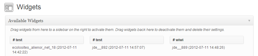 List of widgets